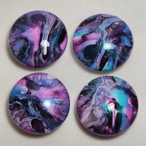 Hand Crafted Kitchen Cabinet Knobs Wooden Painted Fluid Art Resin Furniture